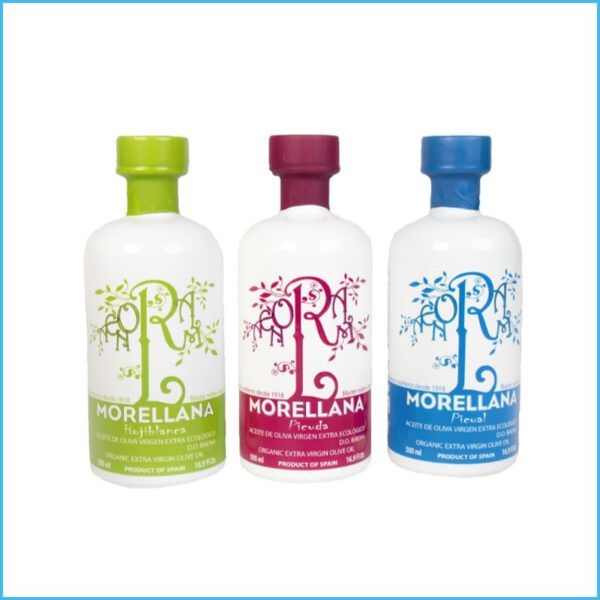 <b>PACK 3 BOTELLAS</b></br>Morellana Ecológico</br>3 Variedades</br>Botella cristal 500 ml