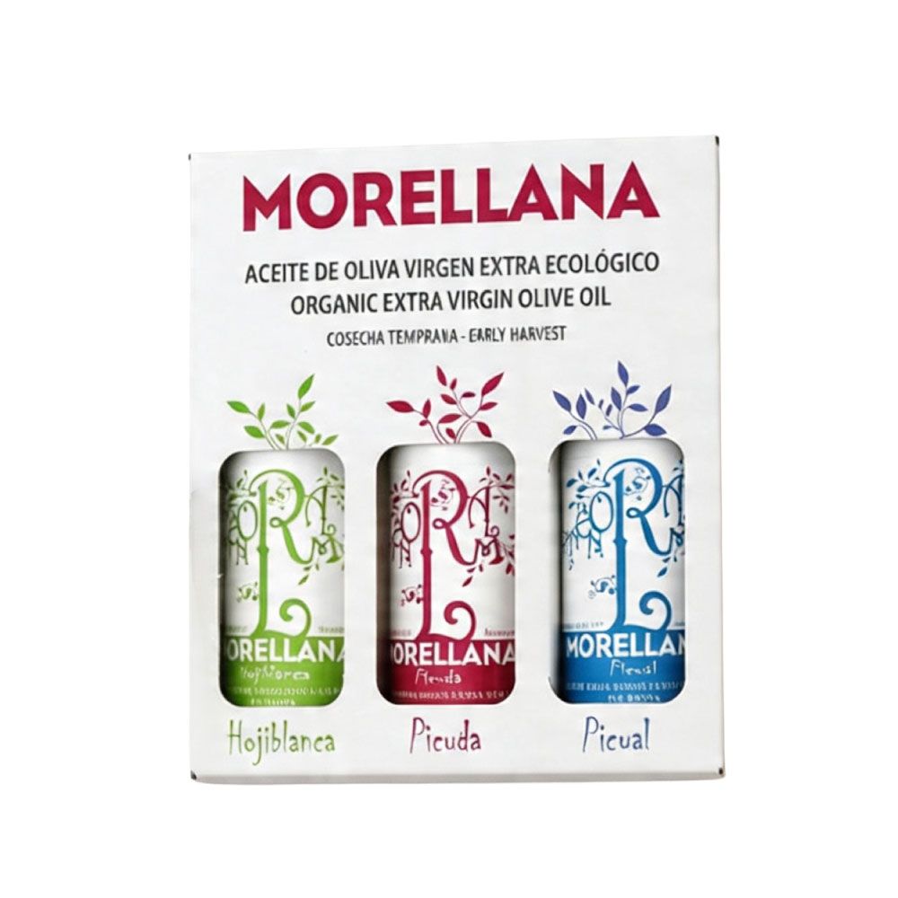 <b>PACK 3 BOTELLAS. Aceite de Oliva Virgen Extra </b></br>Morellana Ecológico</br>3 Variedades</br>Botella cristal 500 ml - Imagen 2