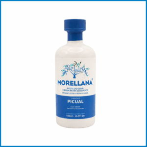 <b>Aceite de Oliva Virgen Extra Morellana Ecológico</b>.</br>Variedad Picual. </br>Botella Cristal 500 ml