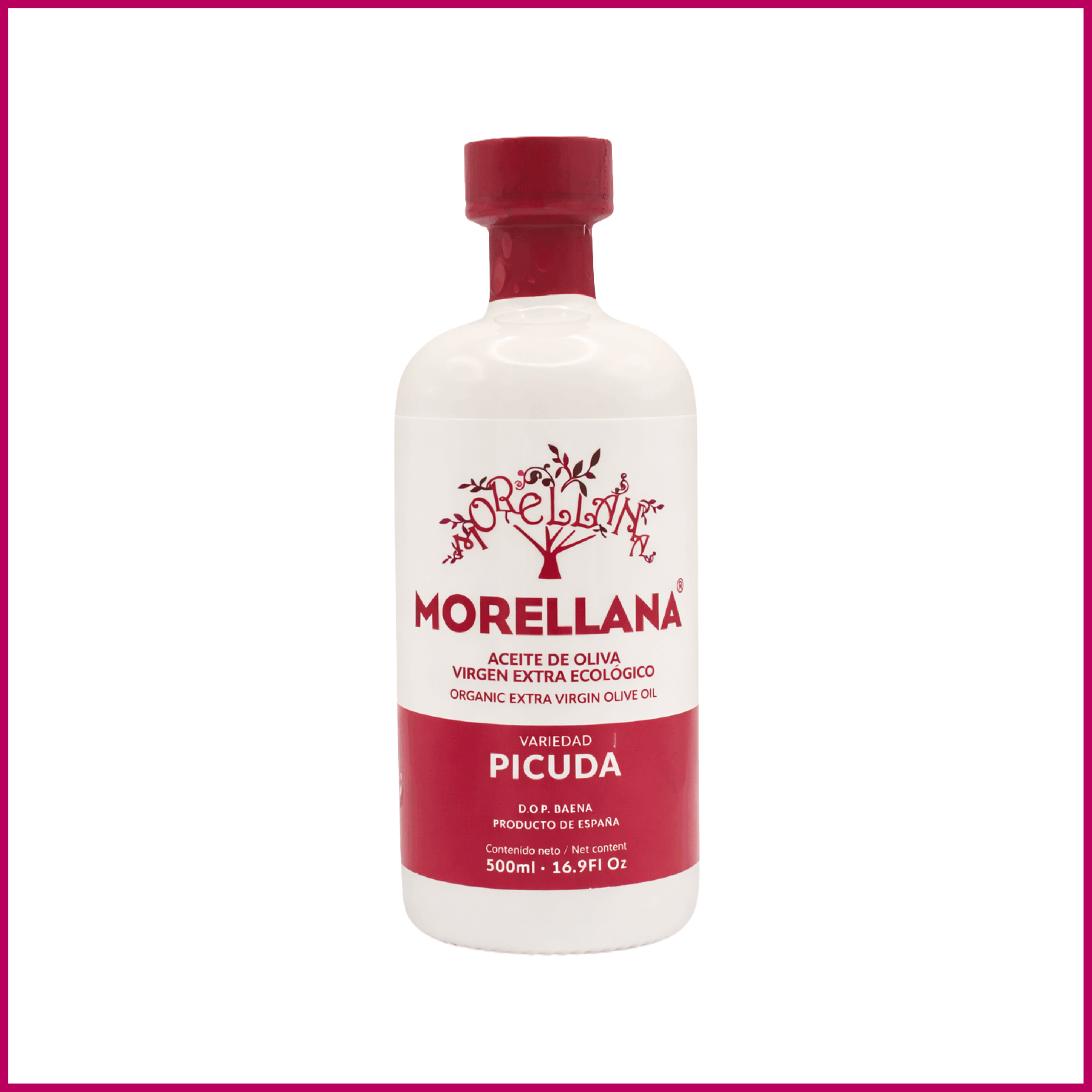 <b>Aceite de Oliva Virgen Extra Morellana Ecológico</b>. </br>Variedad Picuda. </br>Botella Cristal 500 ml
